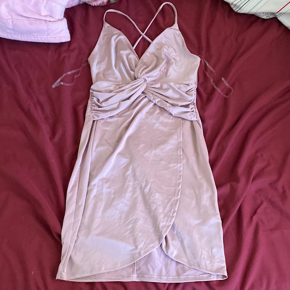 Satin Mauve/Rose gold/ Dusty pink mini party dress